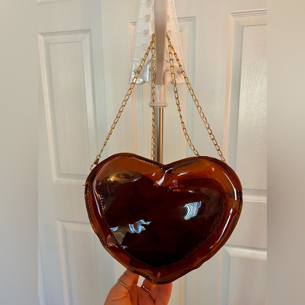 Brown Heart Shaped Crossbody